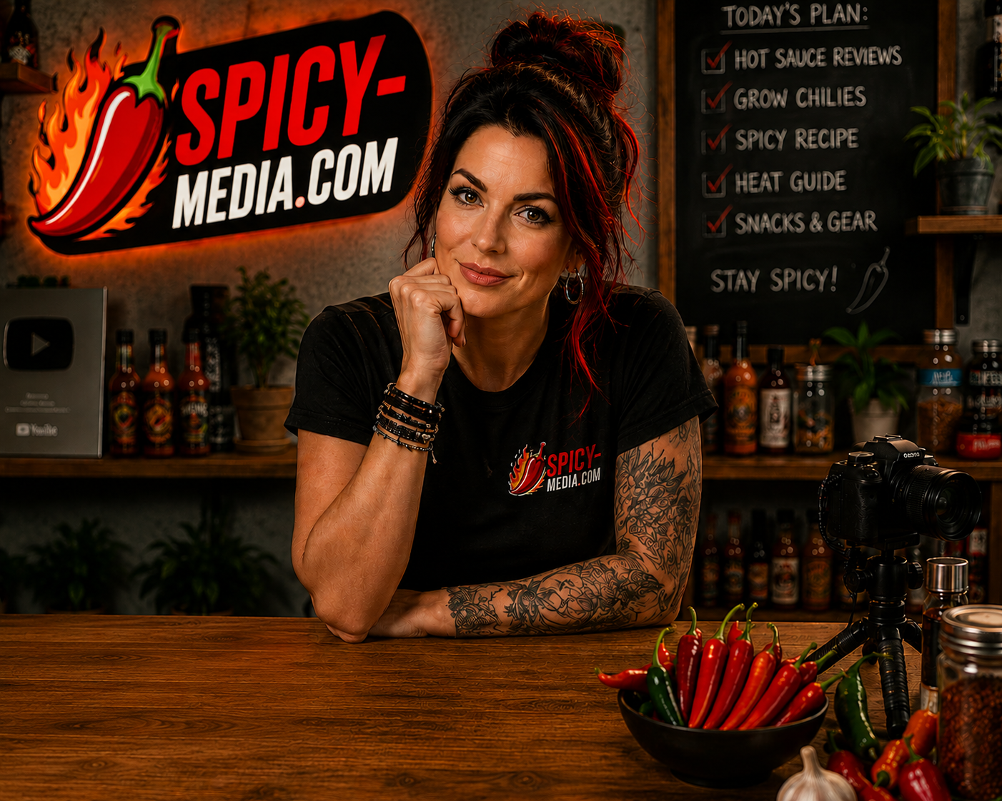 Nina Sloane, founder of Spicy Media, at her hot-sauce tasting desk